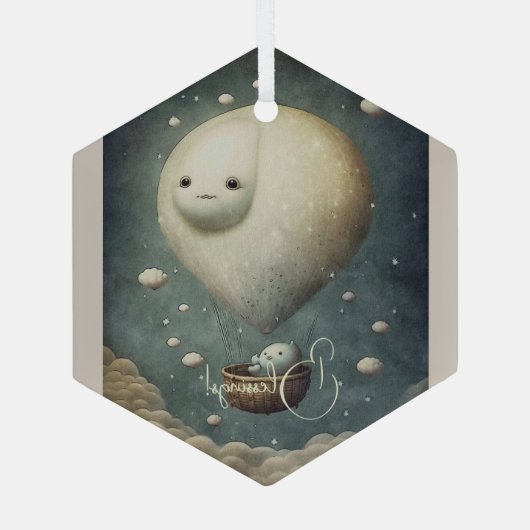 Creëer Uw eigen dromerige heteluchtballonrit Glas Ornament (Achterkant)