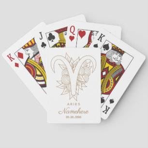 Creëer Uw eigen Elegant Goud & Witte Ram Zodiac Pokerkaarten