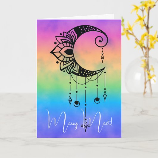 Creëer Uw eigen elegante Boho Moon Silhouet Kaart (Gele Bloem)