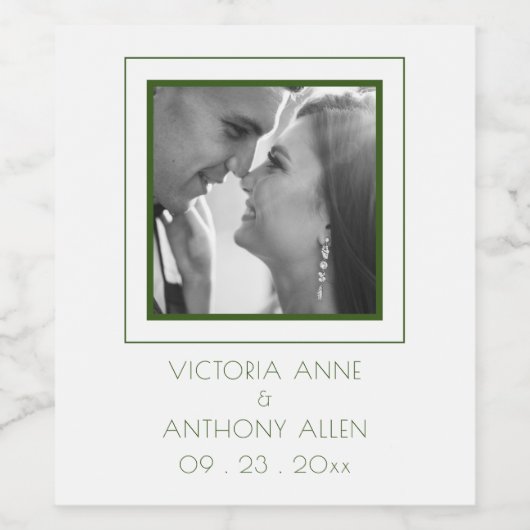 Creëer Uw eigen elegante foto groen wijnlabel Wijn Etiket (Enkel label)