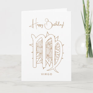 Creëer Uw eigen Elegante Goud & Witte Maagd Zodiac Feestdagen Kaart