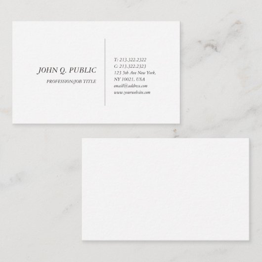 Creëer uw eigen elegante minimalistische design mo visitekaartje (Voorkant / Achterkant)