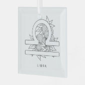 Creëer Uw eigen Elegante Zwart & Wit Weegschaal Zo Glas Ornament (Voorkant links)