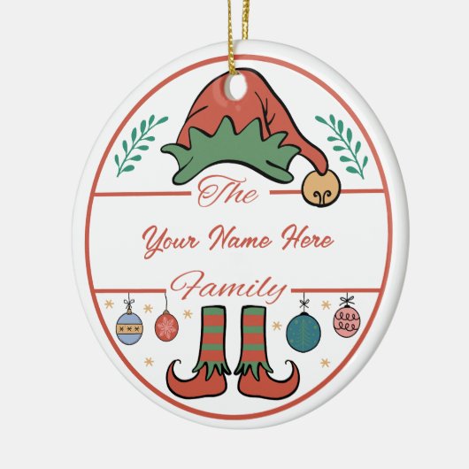 Creëer Uw Eigen Elfnaam & Kerstjaar Keramisch Ornament (Links)