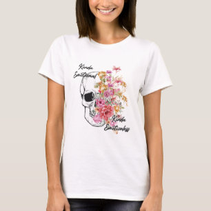Creëer Uw eigen Emoties Schedel Bloemen T-shirt