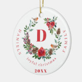 Creëer uw eigen familie keepsake monogram foto keramisch ornament (Links)
