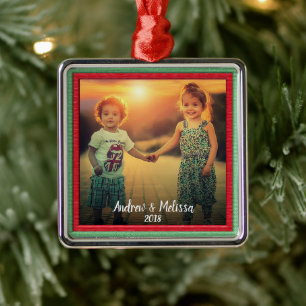 Creëer uw eigen familiefoto Kerst aandenken Metalen Ornament
