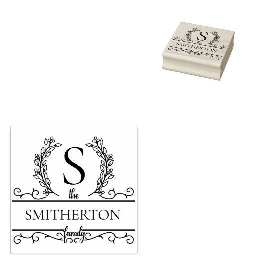 Creëer Uw eigen familiemonogram Rubberstempel (Gestempeld)