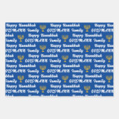 Creëer Uw eigen familienaam Happy Hanukkah Inpakpapier Vel (Voorkant 3)