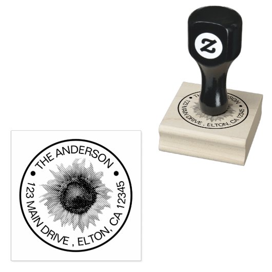 Creëer Uw eigen familienaam Zonnebloem Rubber Stam Rubberstempel (Gestempeld)