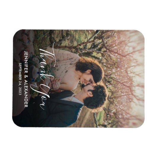 Creëer uw eigen foto Dank u Bruiloft Magneet (Horizontaal)