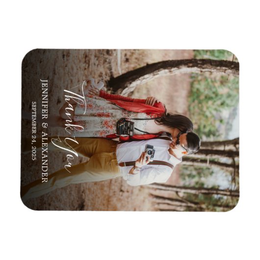 Creëer uw eigen foto Dank u Bruiloft Magneet (Horizontaal)