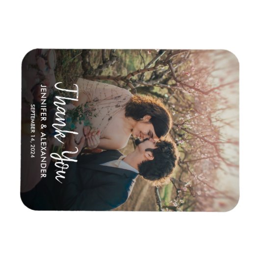 Creëer uw eigen foto Dank u Bruiloft Magneet (Horizontaal)