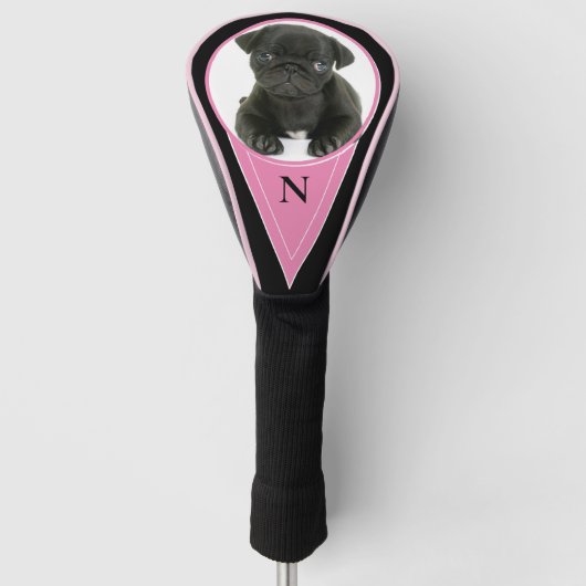 Creëer Uw eigen foto Monogram Roze Golfheadcover (Voorkant)