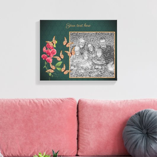 Creëer Uw eigen foto vlinders en bloem Lijst Canvas Afdruk (Insitu (Woonkamer))