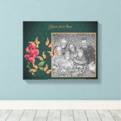 Creëer Uw eigen foto vlinders en bloem Lijst Canvas Afdruk (Insitu (Houten vloer))