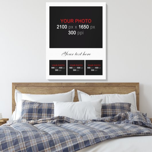 Creëer Uw eigen fotocollage 004 Canvas Afdruk (Insitu (Slaapkamer))