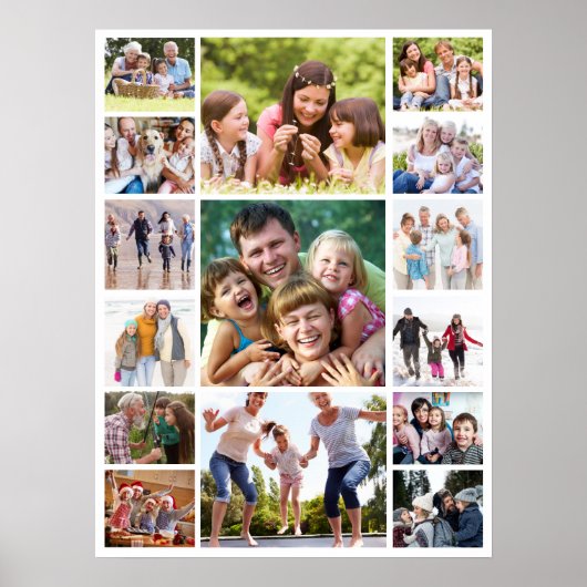 Creëer Uw Eigen Fotocollage 15 Afbeeldingen Wit Poster (Voorkant)