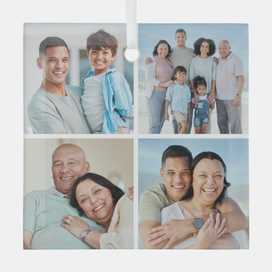 Creëer Uw eigen fotocollage 4 Glas Ornament (Voorkant)