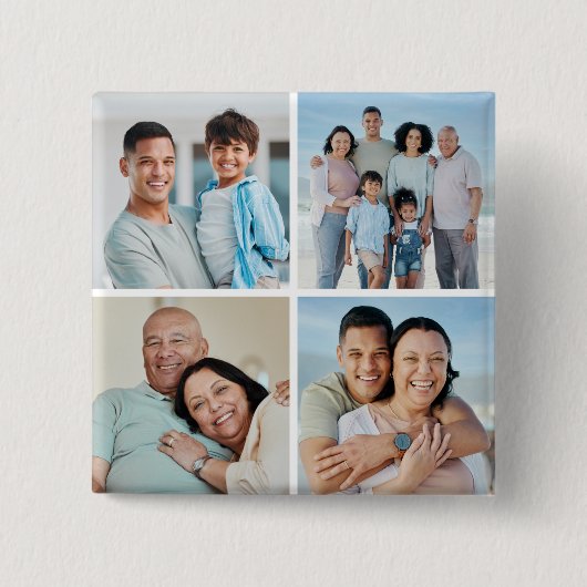 Creëer Uw eigen fotocollage 4 Vierkante Button 5,1 Cm (Voorkant)