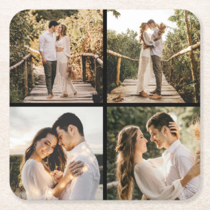 Creëer Uw eigen fotocollage 4 Vierkante Kartonnen Onderzetter