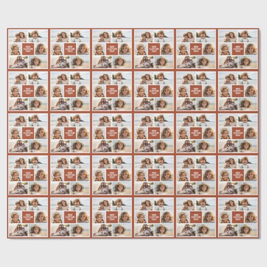 Creëer Uw eigen fotocollage - 6 foto's Monogram Cadeaupapier (Vlak)