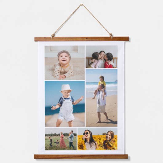 Creëer Uw eigen fotocollage 6 Hangend Wandkleed (Voorkant)