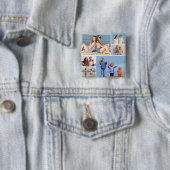 Creëer Uw eigen fotocollage 6 Vierkante Button 5,1 Cm (In situ)