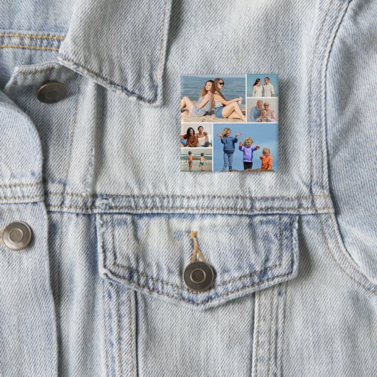 Creëer Uw eigen fotocollage 6 Vierkante Button 5,1 Cm (In situ)