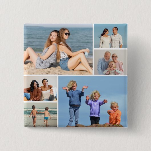 Creëer Uw eigen fotocollage 6 Vierkante Button 5,1 Cm (Voorkant)