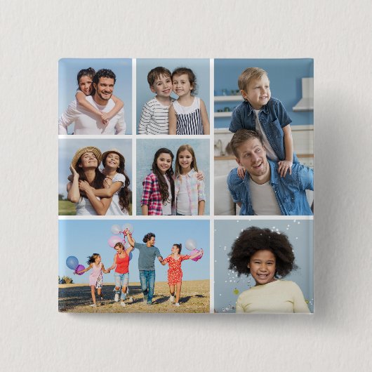 Creëer Uw eigen fotocollage 7 Vierkante Button 5,1 Cm (Voorkant)