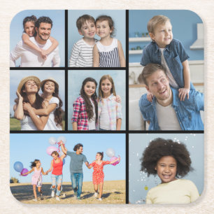 Creëer Uw eigen fotocollage 7 Vierkante Kartonnen Onderzetter