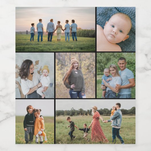 Creëer Uw eigen fotocollage 7 Wijn Etiket (Enkel label)