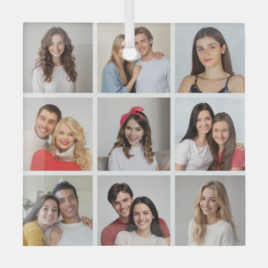 Creëer Uw eigen fotocollage 9 Glas Ornament (Voorkant)