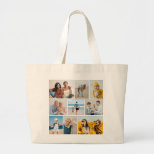Creëer Uw eigen fotocollage 9 Grote Tote Bag