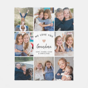 Creëer Uw Eigen Fotocollage Oma Wit Fleece Deken