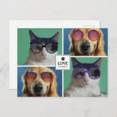 Creëer Uw eigen fotocollage van 4 Pet Feestdagenkaart (Voorkant / Achterkant)