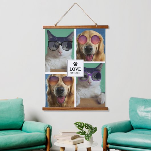 Creëer Uw eigen fotocollage van 4 Pet Hangend Wandkleed (Woonkamer)