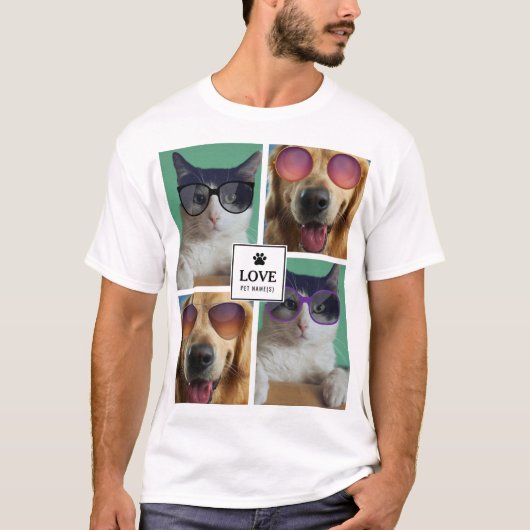 Creëer Uw eigen fotocollage van 4 Pet T-shirt (Voorkant)