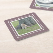 Creëer Uw eigen fotosjabloon Paars en wit Vierkante Kartonnen Onderzetter (Schuin)