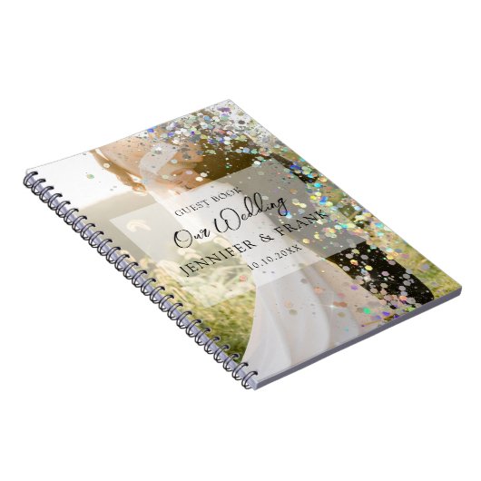 Creëer Uw eigen gastboek bruiloft Modern Glitter Notitieboek (Rechterzijde)