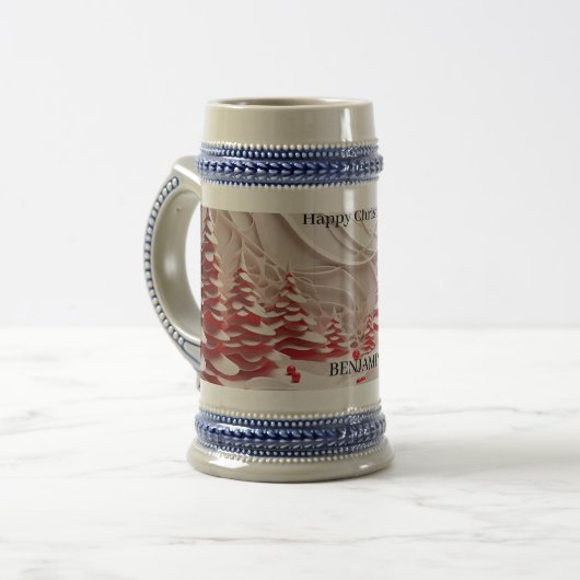 Creëer Uw eigen, Gelukkig Ontwerp van de Kerstmisd Bierpul (Voorkant links)