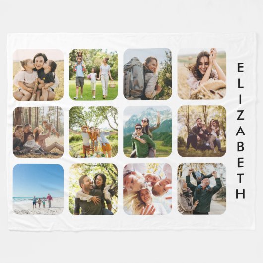 Creëer Uw eigen gepersonaliseerde 12 foto collage Fleece Deken (Voorkant (Horizontaal))