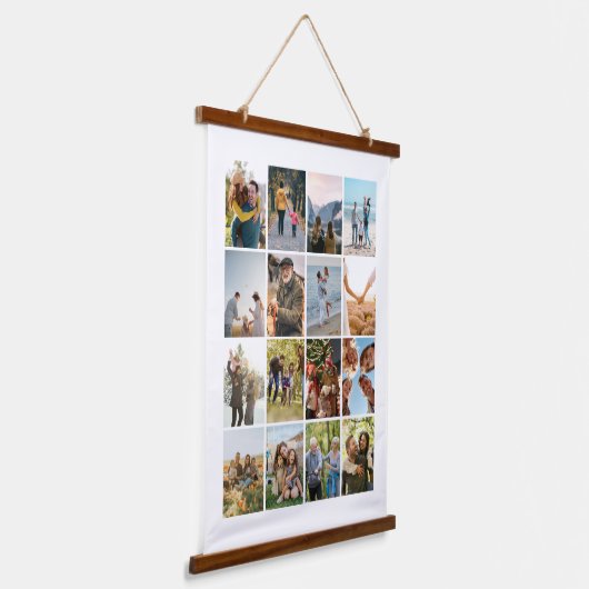 Creëer Uw eigen gepersonaliseerde 16 foto collage Hangend Wandkleed (Gebogen)