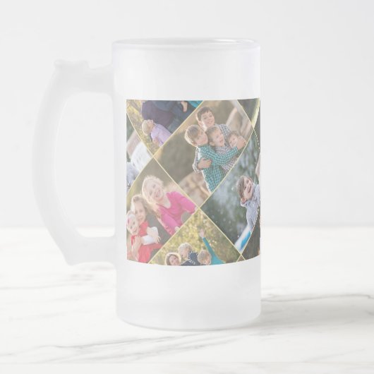 Creëer uw eigen gepersonaliseerde 6 foto collage matglas bierpul (Links)