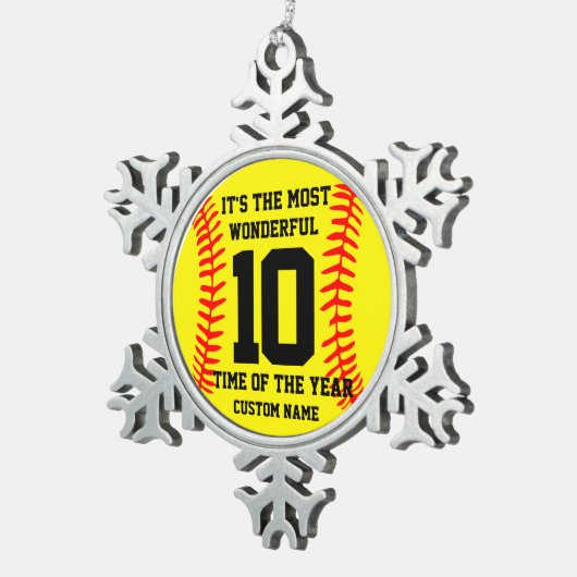 Creëer uw eigen gepersonaliseerde honkbalnaam tin sneeuwvlok ornament (Rechts)