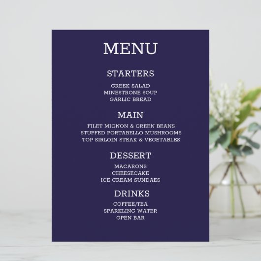 Creëer uw eigen gepersonaliseerde indigo menu (Staand voorkant)