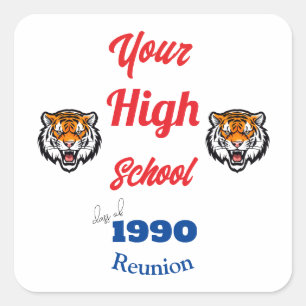 Creëer uw eigen gepersonaliseerde klasse reünie St Vierkante Sticker