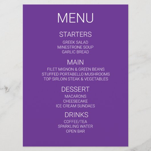 Creëer uw eigen gepersonaliseerde menu (Voorkant)