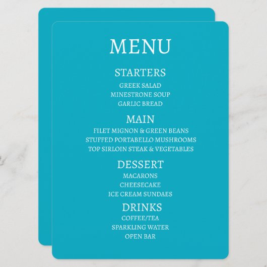 Creëer uw eigen gepersonaliseerde menu (Voorkant / Achterkant)